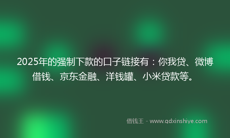 2025年的强制下款的口子链接有：你我贷、微博借钱、京东金融、洋钱罐、小米贷款等。