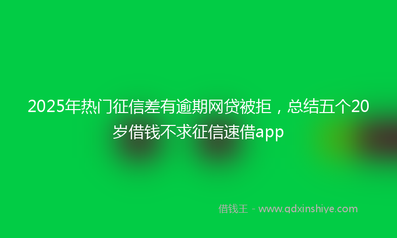 2025年热门征信差有逾期网贷被拒，总结五个20岁借钱不求征信速借app