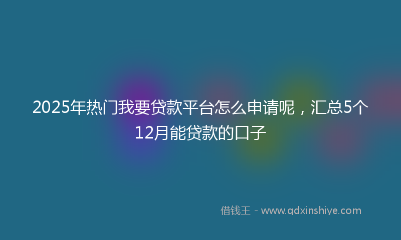 2025年热门我要贷款平台怎么申请呢，汇总5个12月能贷款的口子