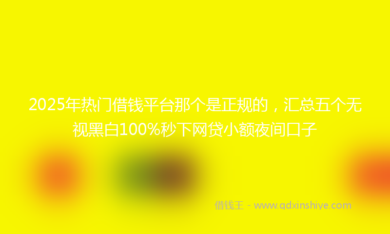 2025年热门借钱平台那个是正规的，汇总五个无视黑白100%秒下网贷小额夜间口子