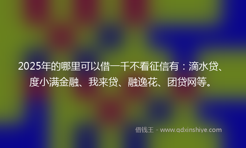 2025年的哪里可以借一千不看征信有：滴水贷、度小满金融、我来贷、融逸花、团贷网等。