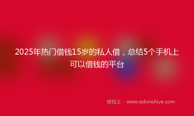 2025年热门借钱15岁的私人借，总结5个手机上可以借钱的平台