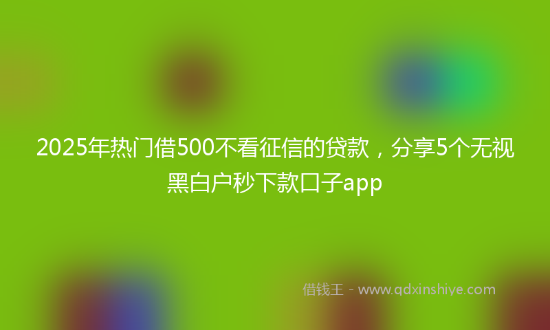 2025年热门借500不看征信的贷款，分享5个无视黑白户秒下款口子app