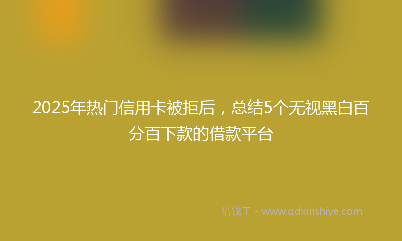 2025年热门信用卡被拒后，总结5个无视黑白百分百下款的借款平台