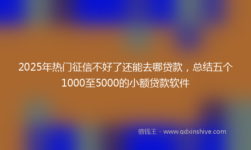 2025年热门征信不好了还能去哪贷款，总结五个1000至5000的小额贷款软件