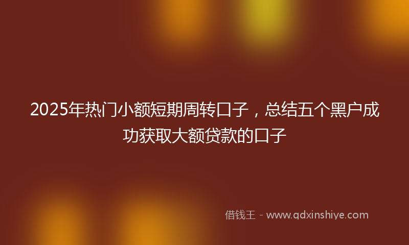 2025年热门小额短期周转口子，总结五个黑户成功获取大额贷款的口子