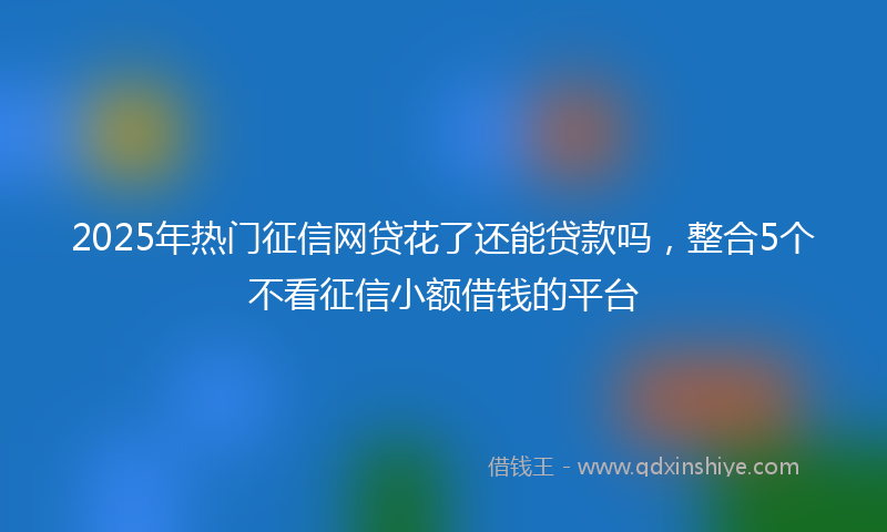 2025年热门征信网贷花了还能贷款吗，整合5个不看征信小额借钱的平台