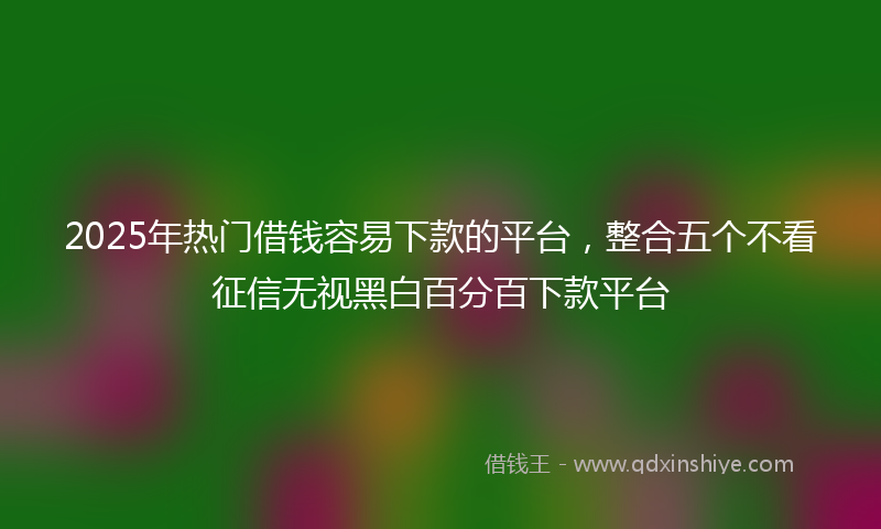 2025年热门借钱容易下款的平台，整合五个不看征信无视黑白百分百下款平台
