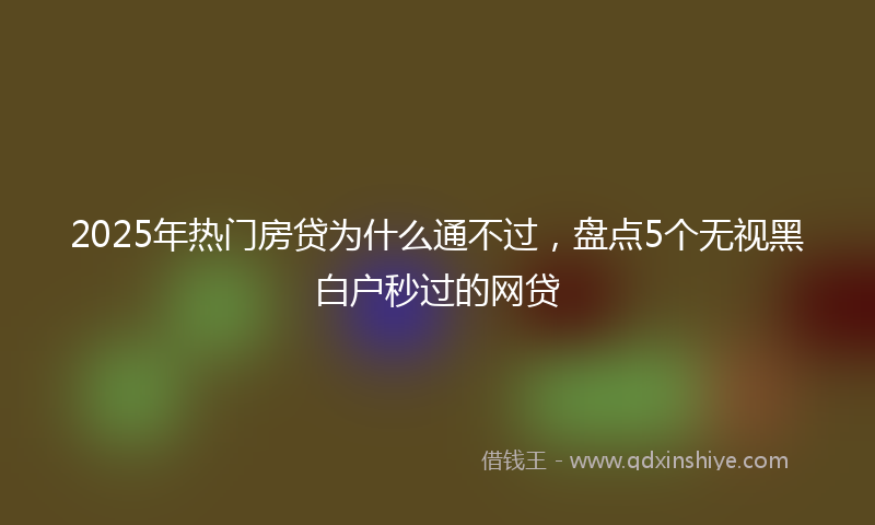 2025年热门房贷为什么通不过，盘点5个无视黑白户秒过的网贷