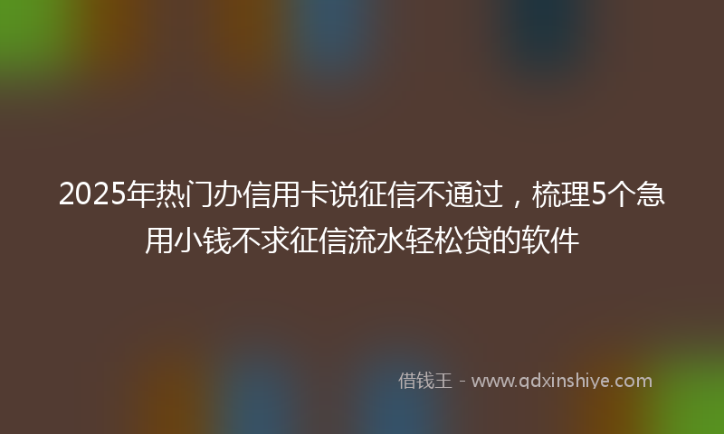 2025年热门办信用卡说征信不通过，梳理5个急用小钱不求征信流水轻松贷的软件