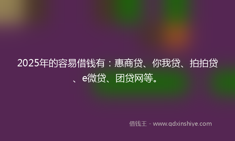 2025年的容易借钱有：惠商贷、你我贷、拍拍贷、e微贷、团贷网等。