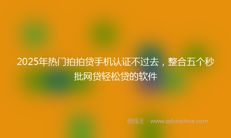 2025年热门拍拍贷手机认证不过去，整合五个秒批网贷轻松贷的软件