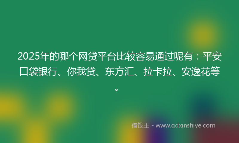 2025年的哪个网贷平台比较容易通过呢有：平安口袋银行、你我贷、东方汇、拉卡拉、安逸花等。