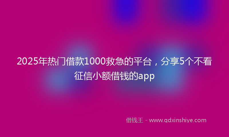 2025年热门借款1000救急的平台，分享5个不看征信小额借钱的app