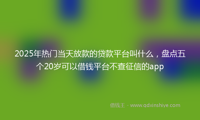 2025年热门当天放款的贷款平台叫什么，盘点五个20岁可以借钱平台不查征信的app
