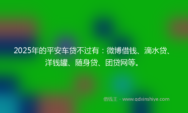 2025年的平安车贷不过有：微博借钱、滴水贷、洋钱罐、随身贷、团贷网等。