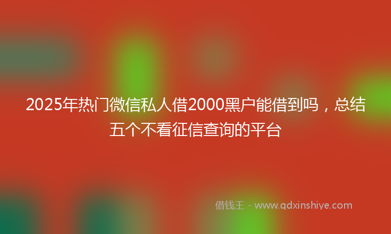 2025年热门微信私人借2000黑户能借到吗，总结五个不看征信查询的平台