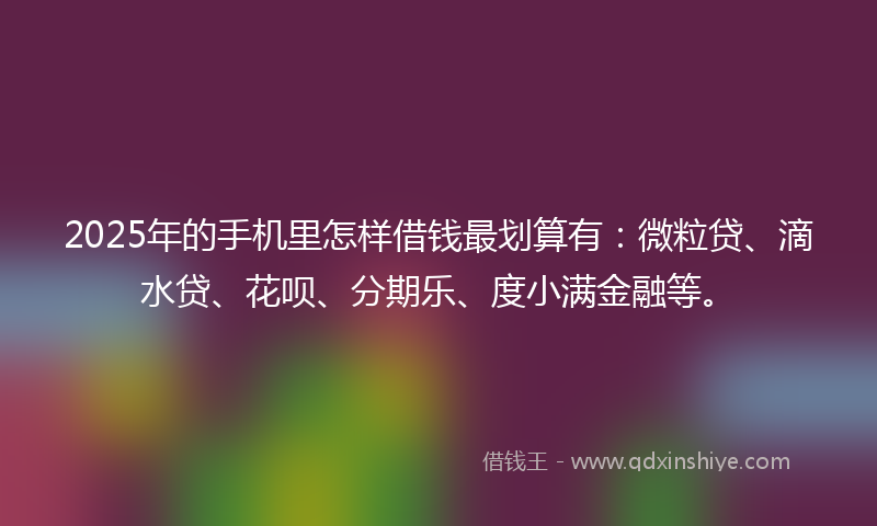 2025年的手机里怎样借钱最划算有：微粒贷、滴水贷、花呗、分期乐、度小满金融等。