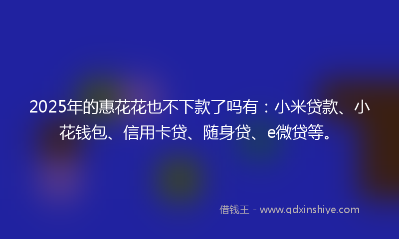 2025年的惠花花也不下款了吗有：小米贷款、小花钱包、信用卡贷、随身贷、e微贷等。