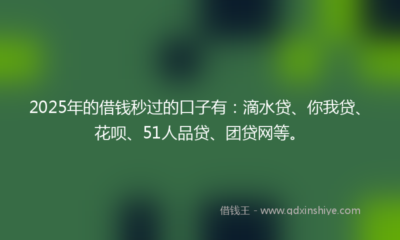 2025年的借钱秒过的口子有：滴水贷、你我贷、花呗、51人品贷、团贷网等。