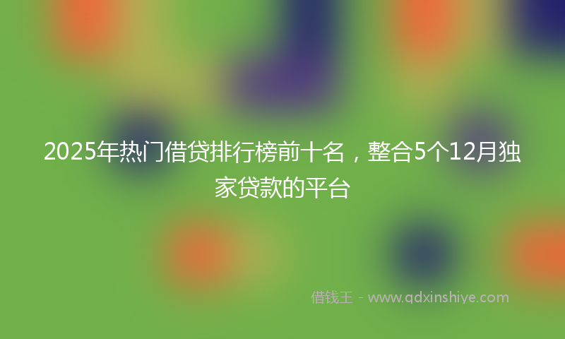 2025年热门借贷排行榜前十名，整合5个12月独家贷款的平台