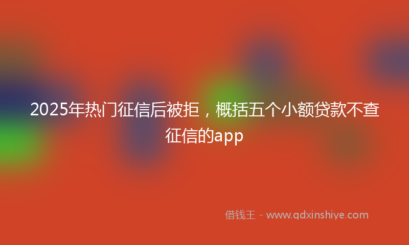 2025年热门征信后被拒，概括五个小额贷款不查征信的app