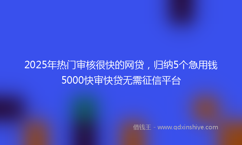 2025年热门审核很快的网贷，归纳5个急用钱5000快审快贷无需征信平台