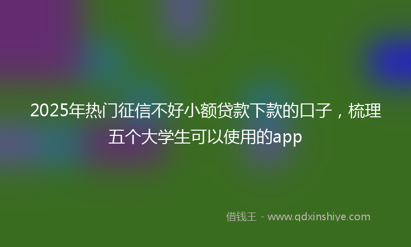 2025年热门征信不好小额贷款下款的口子，梳理五个大学生可以使用的app