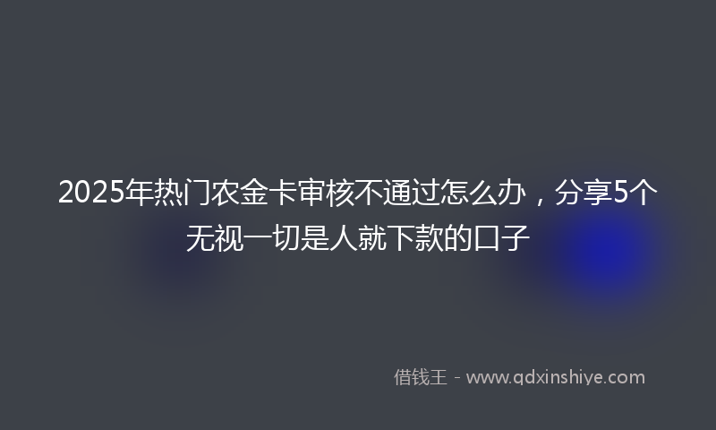 2025年热门农金卡审核不通过怎么办，分享5个无视一切是人就下款的口子