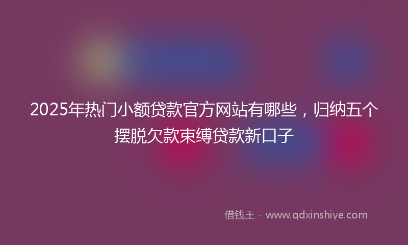 2025年热门小额贷款官方网站有哪些，归纳五个摆脱欠款束缚贷款新口子