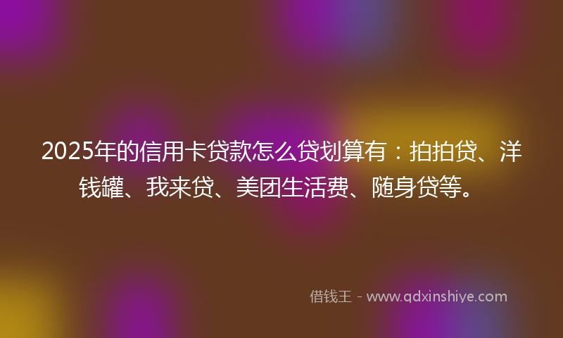 2025年的信用卡贷款怎么贷划算有：拍拍贷、洋钱罐、我来贷、美团生活费、随身贷等。