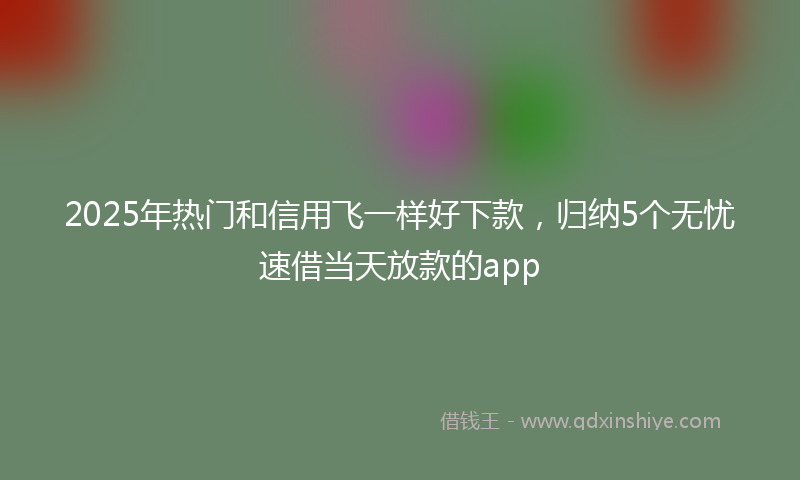 2025年热门和信用飞一样好下款，归纳5个无忧速借当天放款的app
