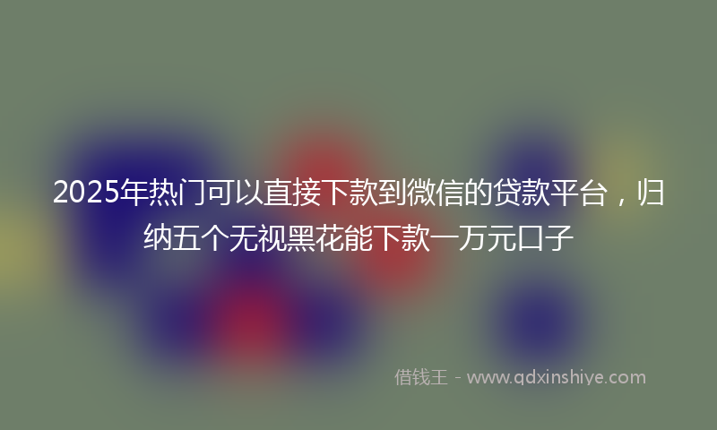 2025年热门可以直接下款到微信的贷款平台，归纳五个无视黑花能下款一万元口子