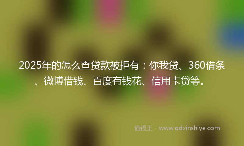 2025年的怎么查贷款被拒有：你我贷、360借条、微博借钱、百度有钱花、信用卡贷等。