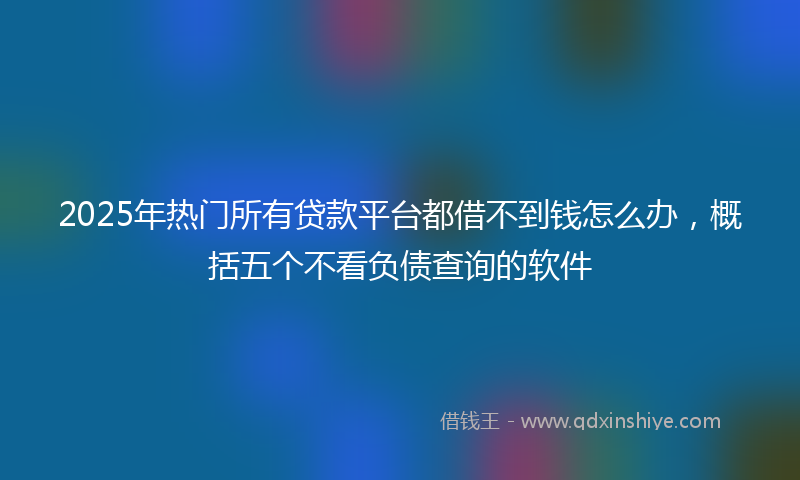 2025年热门所有贷款平台都借不到钱怎么办，概括五个不看负债查询的软件