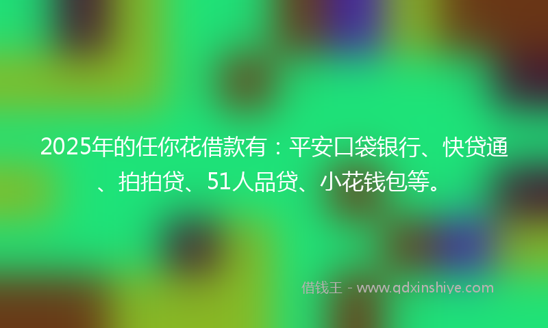2025年的任你花借款有：平安口袋银行、快贷通、拍拍贷、51人品贷、小花钱包等。