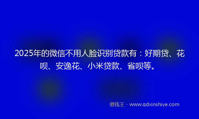 2025年的微信不用人脸识别贷款有：好期贷、花呗、安逸花、小米贷款、省呗等。