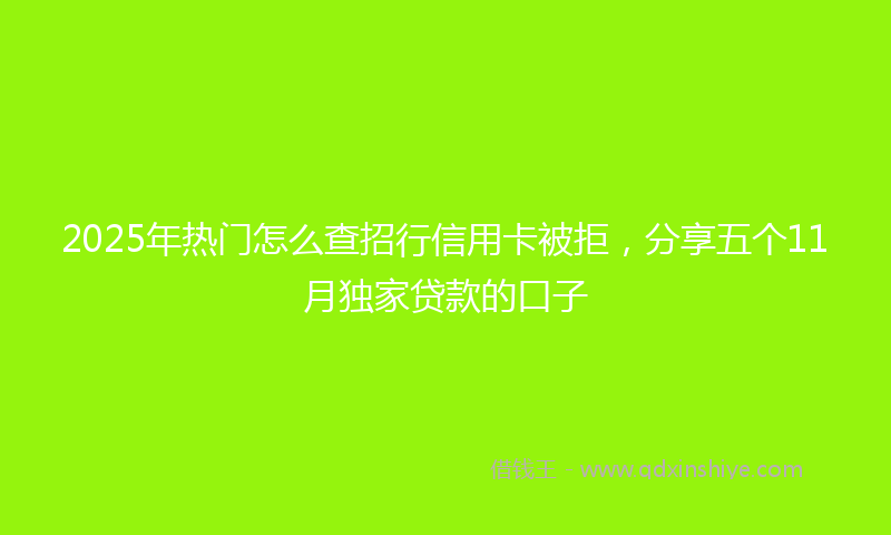 2025年热门怎么查招行信用卡被拒，分享五个11月独家贷款的口子