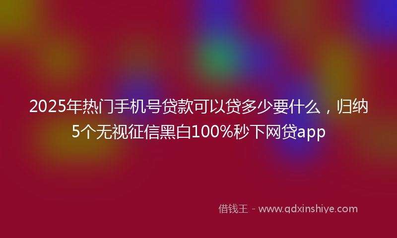 2025年热门手机号贷款可以贷多少要什么，归纳5个无视征信黑白100%秒下网贷app