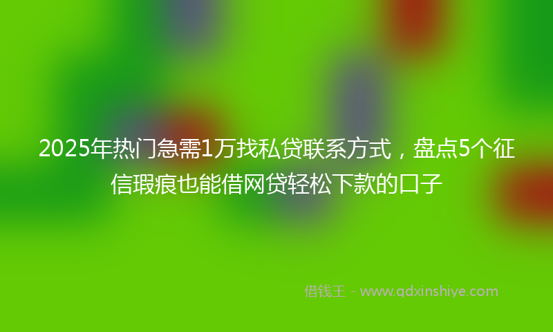 2025年热门急需1万找私贷联系方式，盘点5个征信瑕疵也能借网贷轻松下款的口子