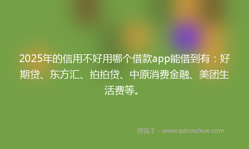2025年的信用不好用哪个借款app能借到有：好期贷、东方汇、拍拍贷、中原消费金融、美团生活费等。