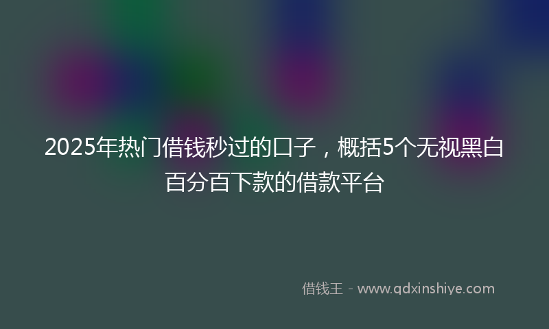 2025年热门借钱秒过的口子，概括5个无视黑白百分百下款的借款平台