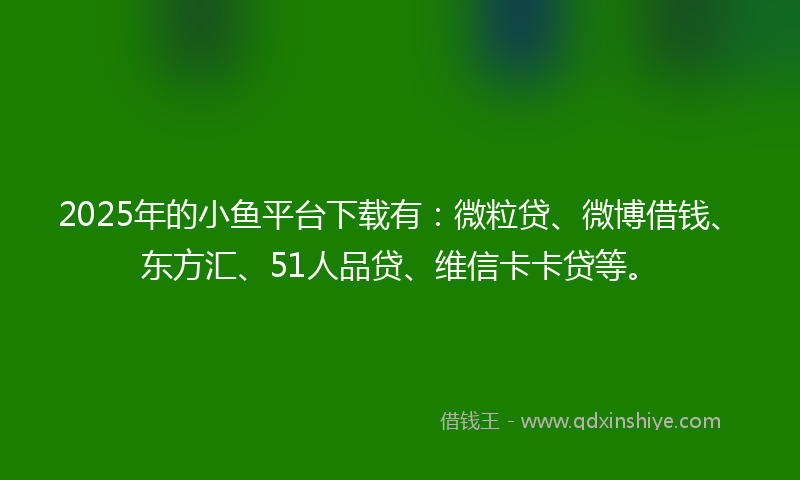 2025年的小鱼平台下载有：微粒贷、微博借钱、东方汇、51人品贷、维信卡卡贷等。