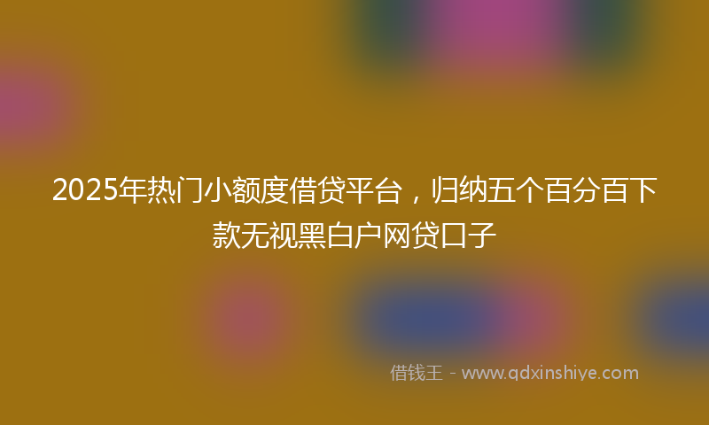 2025年热门小额度借贷平台，归纳五个百分百下款无视黑白户网贷口子