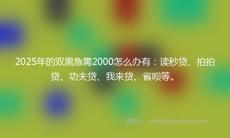 2025年的双黑急需2000怎么办有：读秒贷、拍拍贷、功夫贷、我来贷、省呗等。