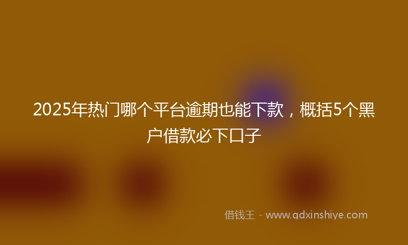 2025年热门哪个平台逾期也能下款，概括5个黑户借款必下口子