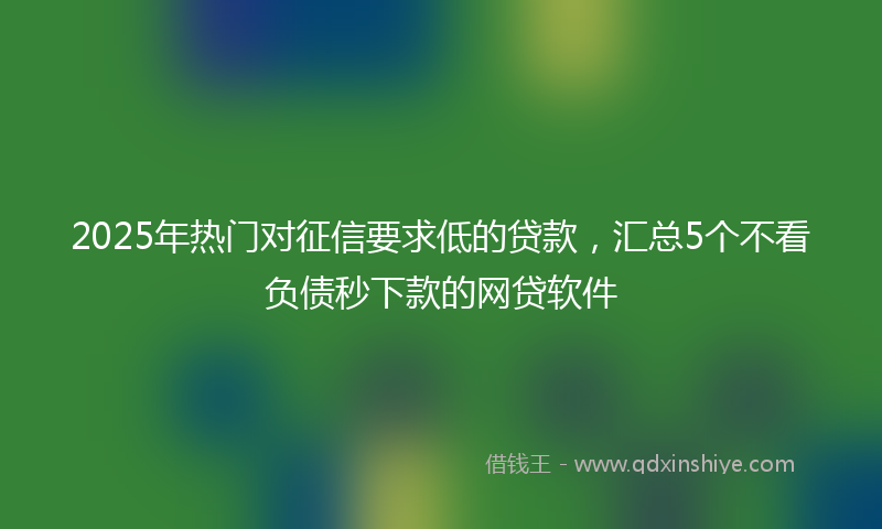 2025年热门对征信要求低的贷款，汇总5个不看负债秒下款的网贷软件