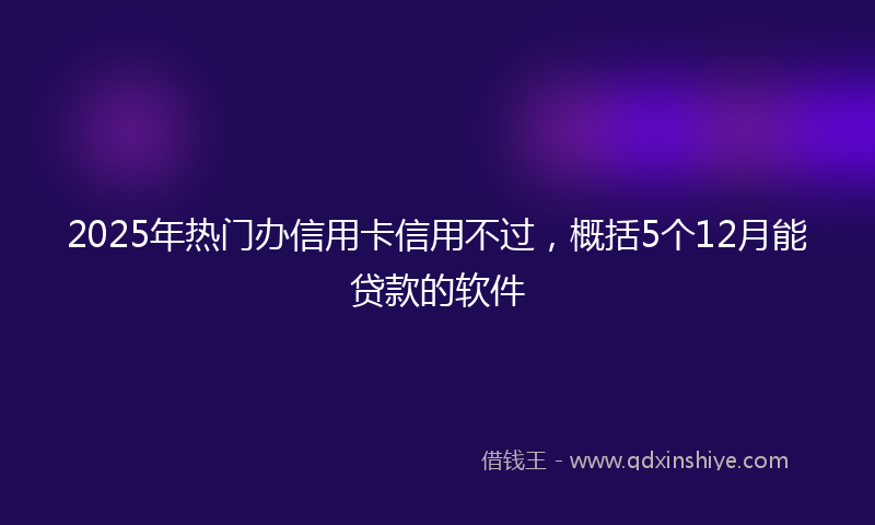 2025年热门办信用卡信用不过，概括5个12月能贷款的软件