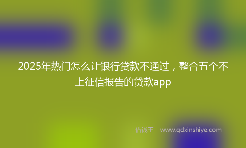 2025年热门怎么让银行贷款不通过，整合五个不上征信报告的贷款app