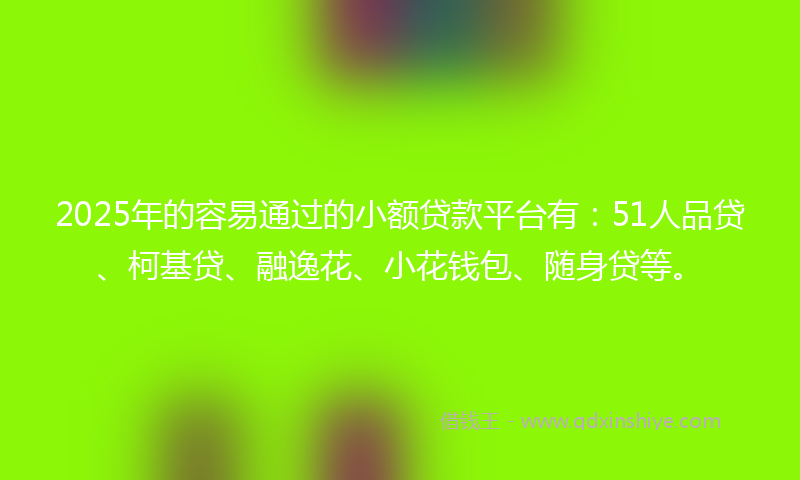 2025年的容易通过的小额贷款平台有：51人品贷、柯基贷、融逸花、小花钱包、随身贷等。